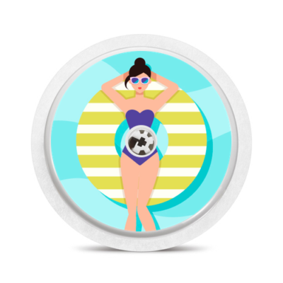 Sticker pour capteur Freestyle Libre Miss bouée jaune My Lovely Bird