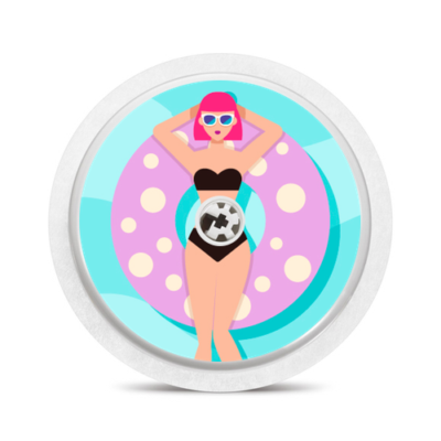 Sticker pour capteur Freestyle Libre Miss bouée rose My Lovely Bird