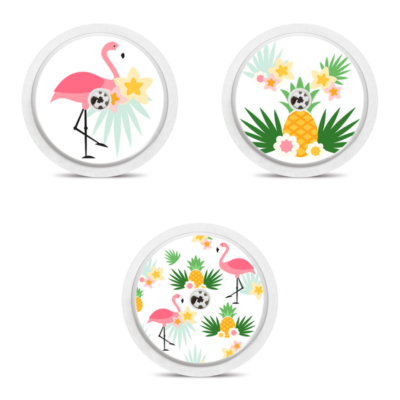 3 stickers pour capteurs Freestyle Libre Flamants Ananas My Lovely Bird