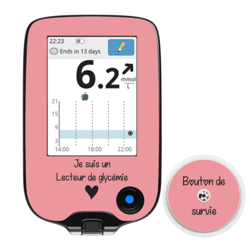 Sticker pour lecteur Freestyle Libre Je suis un lecteur de glycémie rose My Lovely Bird