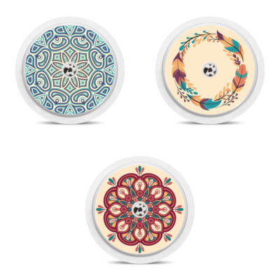 3 stickers pour capteurs Freestyle Libre Mandalas et Plumes My Lovely Bird