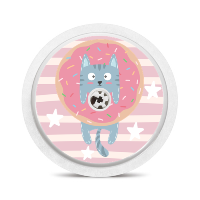 Sticker pour capteur Freestyle Libre, Donuts cat rose, My Lovely Bird
