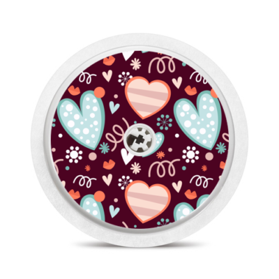 Sticker pour capteur Freestyle Libre, Coeurs bleus, My Lovely Bird