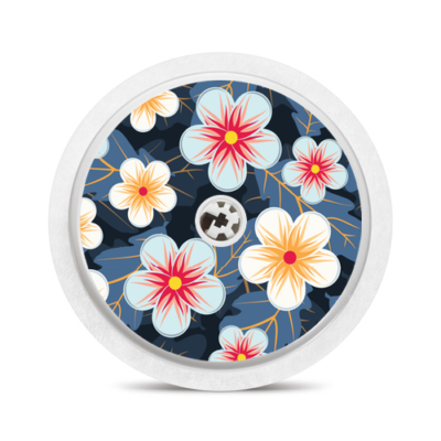 Sticker pour capteur Freestyle Libre, Fleurs bleus, My Lovely Bird