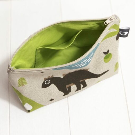 Petite trousse pour diabétiques, Dinosaure marron, intérieur vert pomme, My Lovely Bird – Image 2