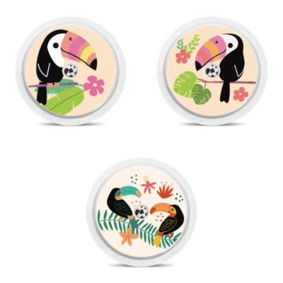 3 stickers pour capteurs Freestyle Libre, Toucans, My Lovely Bird