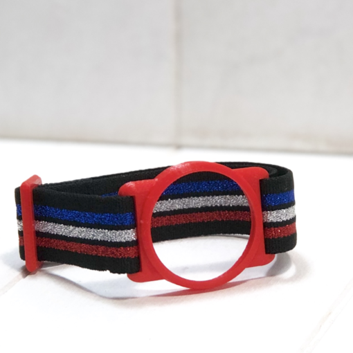 Brassard de maintien pour capteur FreeStyle Libre, rouge glitter bleu, taille L, 21 cm à 35 cm, My Lovely Bird