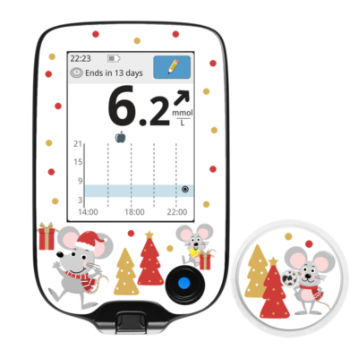 Sticker pour lecteur Freestyle Libre, souris de Noël, My Lovely Bird