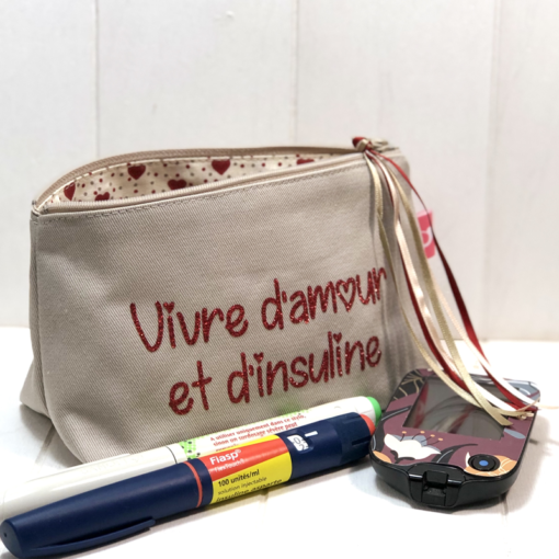 Petite trousse à paillettes pour diabétiques, ficelle, Vivre d'amour et d'insuline rouge, My Lovely Bird – Image 3