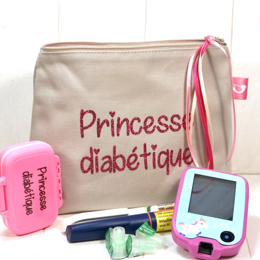 Grande trousse à paillettes pour diabétiques ficelle Princesse diabétique rose, My Lovely Bird – Image 3