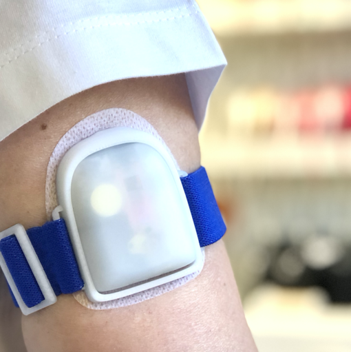 Brassard de maintien bras ou cuisse pour le pod OmniPod translucide bleu My Lovely Bird – Image 2