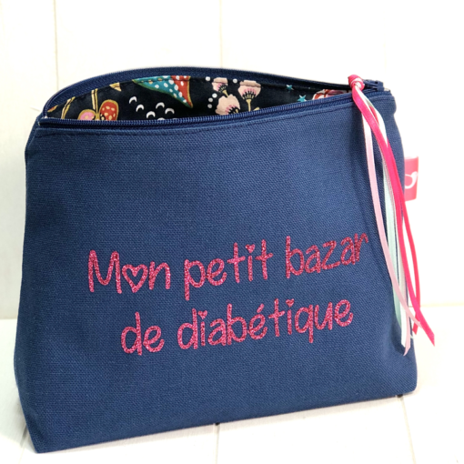 Grande trousse à paillettes pour diabétiques bleue Mon petit bazar de diabétique, My Lovely Bird