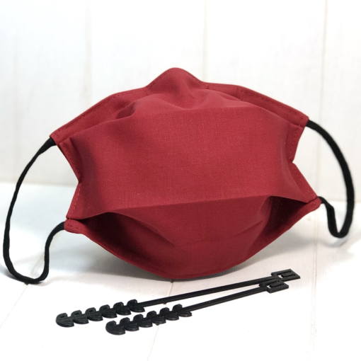 Masque tissu à plis adulte bordeaux avec 2 barrettes de maintien offertes