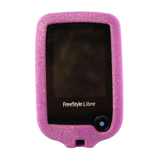 Coque Pumpskynz en silicone souple pour lecteur FreeStyle Libre Parme à paillettes