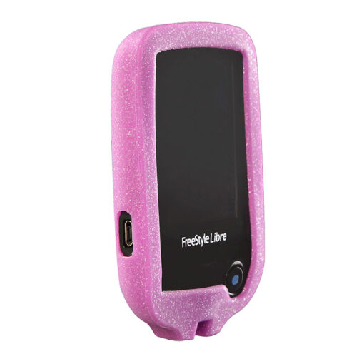 Coque Pumpskynz en silicone souple pour lecteur FreeStyle Libre Parme à paillettes – Image 2