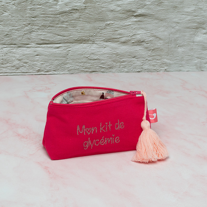 Mini trousse My Lovely Bird rose princesse Mon kit de glycémie pompon