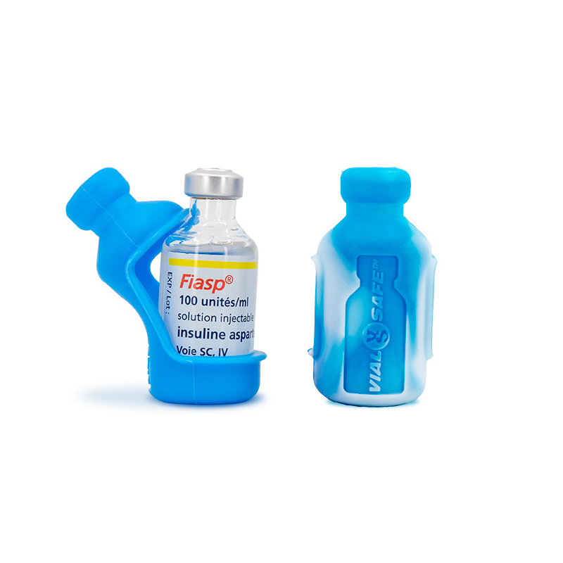 2 protections Vial Safe en silicone pour flacons d'insuline 10ml bleu et  tie and die