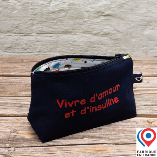 Petite trousse My Lovely Bird marine Vivre d'amour et d'insuline petits super-héros