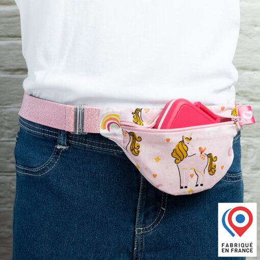 Ceinture mini banane My Lovely Bird Licorne blonde ceinture rose paillettes – Image 4
