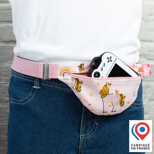 Ceinture mini banane My Lovely Bird Licorne blonde ceinture rose paillettes – Image 3