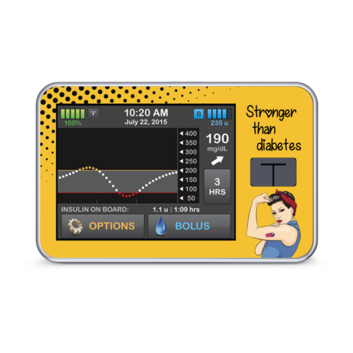 Sticker pour pompe Tandem t:slimx2 Stronger than diabetes My Lovely Bird