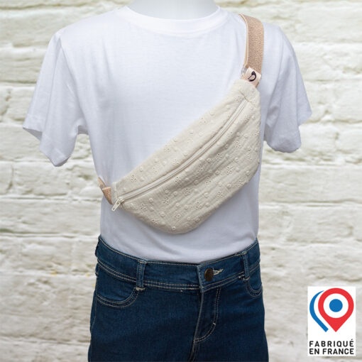 Ceinture banane molletonnée My Lovely Bird broderie anglaise ceinture nude paillettes – Image 3