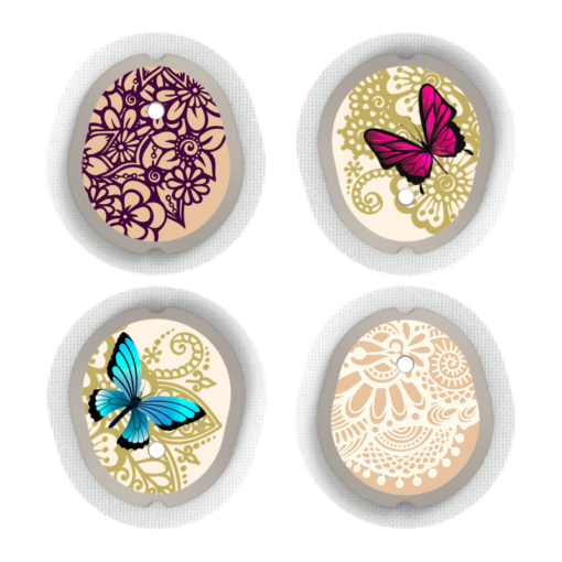 4 stickers pour capteurs Dexcom G7 et One+ Papillons dentelle My Lovely Bird