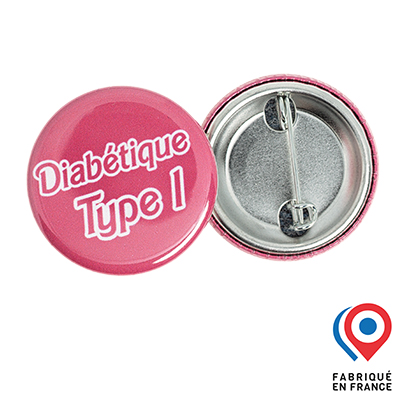 Dia badge My Lovely Bird Diabétique Type 1 fond rose