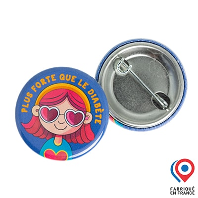 Dia badge My Lovely Bird Plus forte que le diabète fille lunettes coeur