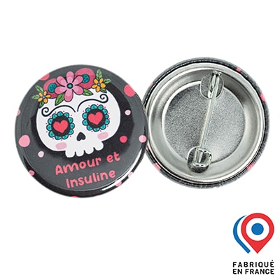 Dia badge My Lovely Bird Skull Amour et Insuline