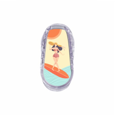 Sticker pour transmetteur Dexcom G6 surfer sur le diabète My Lovely Bird