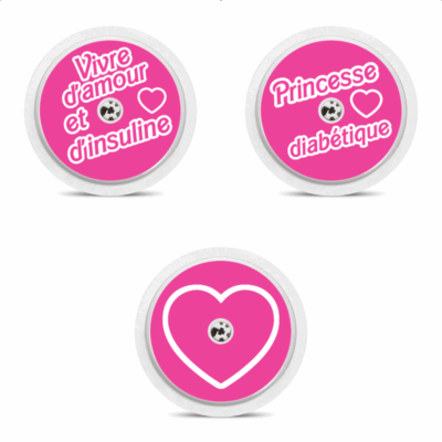 3 stickers pour capteurs Freestyle Libre Princesse diabétique My Lovely Bird