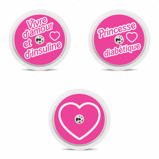 3 stickers pour capteurs Freestyle Libre Princesse diabétique My Lovely Bird