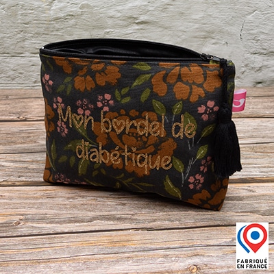 Grande trousse My Lovely Bird Fleurs Havane Mon bordel de diabétique doublure toile enduite