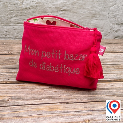 Grande trousse My Lovely Bird Rose Mon petit bazar de diabétique doublure toile enduite licornes