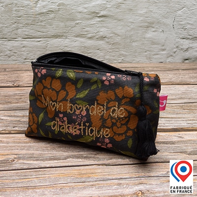 Petite trousse My Lovely Bird Fleurs Havane Mon bordel de diabétique doublure toile enduite