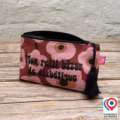 Petite trousse My Lovely Bird Fleurs Seventies Mon petit bazar de diabétique doublure toile enduite