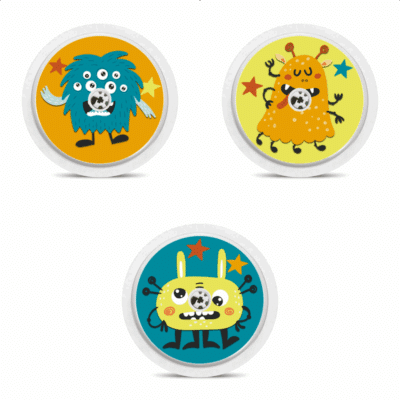 3 stickers pour capteurs Freestyle Libre Monstres DT1 My Lovely Bird