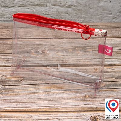 Trousse transparente My Lovely Bird Rouge coeurs