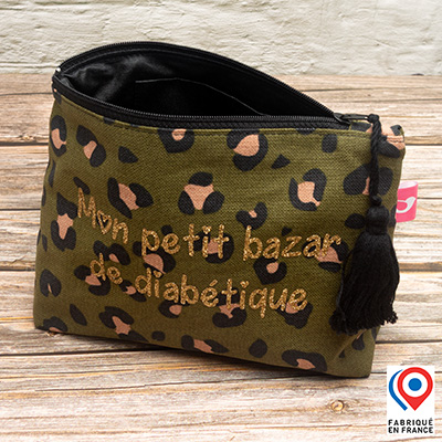 Grande trousse My Lovely Bird léopard Mon petit bazar de diabétique doublure toile enduite