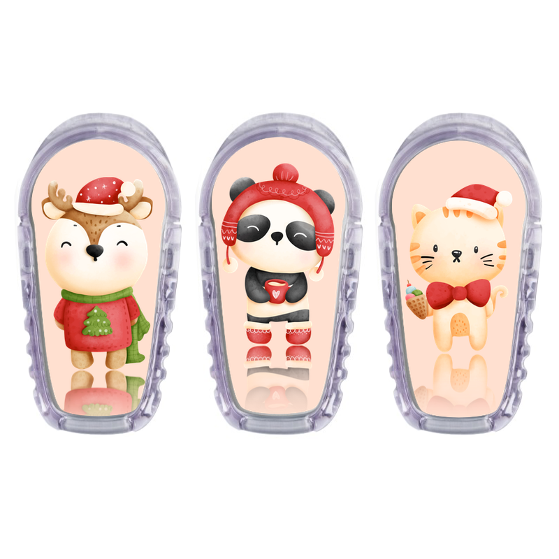 3 stickers pour transmetteur Dexcom G6 Animaux Noël My Lovely Bird