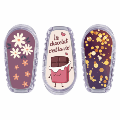 3 stickers pour transmetteur Dexcom G6 Le chocolat c'est la vie My Lovely Bird