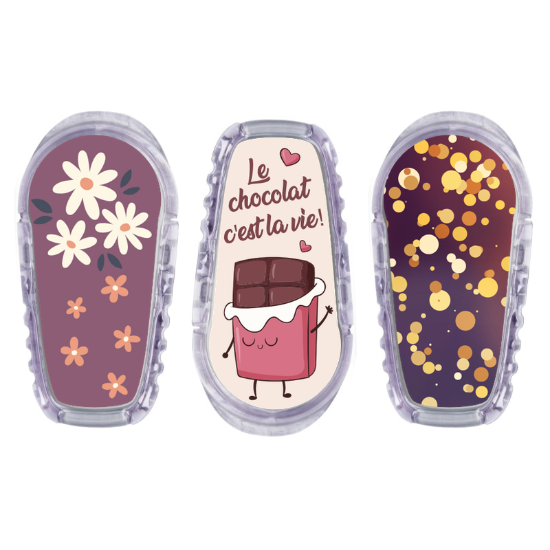 3 stickers pour transmetteur Dexcom G6 Le chocolat c'est la vie My Lovely Bird