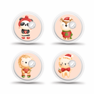 Mini capteur Freestyle Libre 3 lot de 4 mini stickers animaux Noël My Lovely Bird