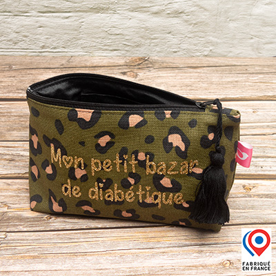 Petite trousse My Lovely Bird léopard Mon petit bazar de diabétique doublure tissu enduit